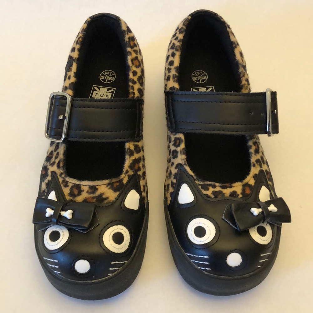 T.U.K Leopard Print Kitty Mary Janes